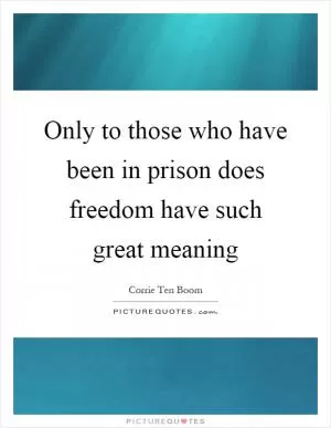 Only to those who have been in prison does freedom have such great meaning Picture Quote #1
