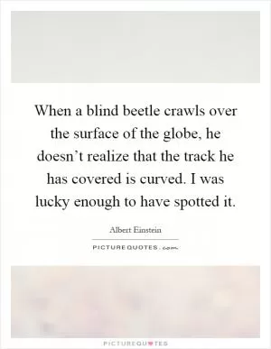When a blind beetle crawls over the surface of the globe, he doesn’t realize that the track he has covered is curved. I was lucky enough to have spotted it Picture Quote #1