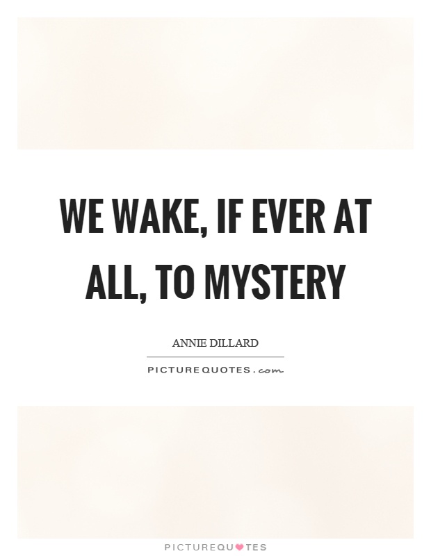 We wake, if ever at all, to mystery Picture Quote #1
