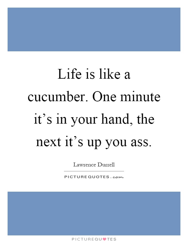 Life is like a cucumber. One minute it's in your hand, the next it's up you ass Picture Quote #1
