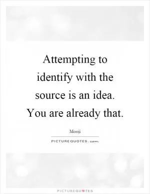 Attempting to identify with the source is an idea. You are already that Picture Quote #1