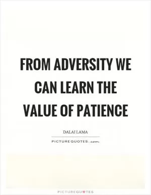 From adversity we can learn the value of patience Picture Quote #1