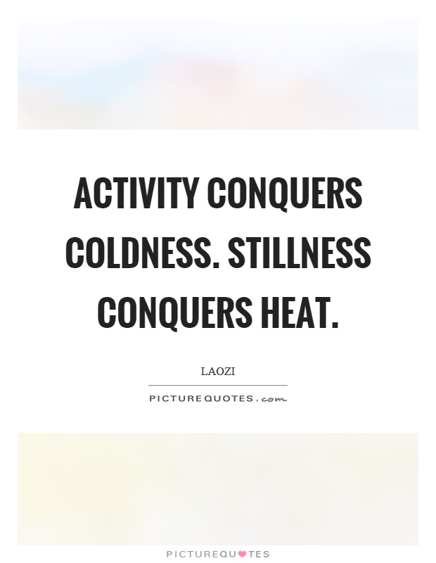 Activity conquers coldness. Stillness conquers heat Picture Quote #1