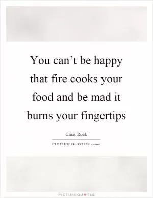 You can’t be happy that fire cooks your food and be mad it burns your fingertips Picture Quote #1