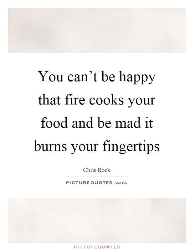 You can't be happy that fire cooks your food and be mad it burns your fingertips Picture Quote #1