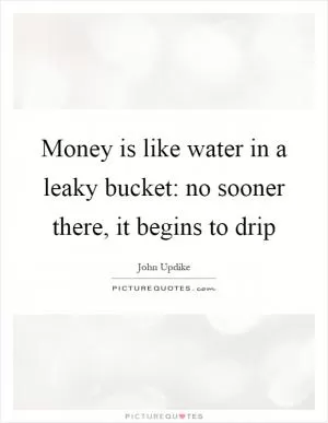 Money is like water in a leaky bucket: no sooner there, it begins to drip Picture Quote #1