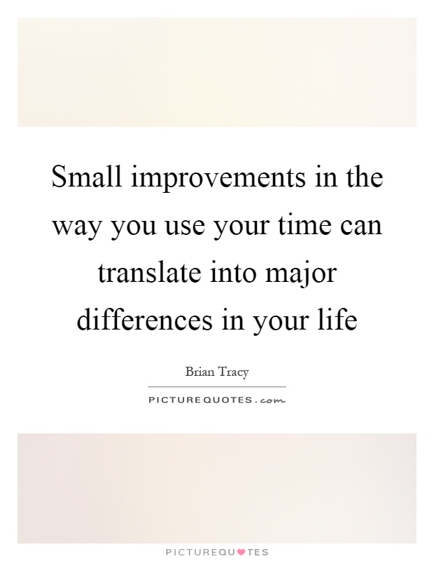 Small improvements in the way you use your time can translate into major differences in your life Picture Quote #1