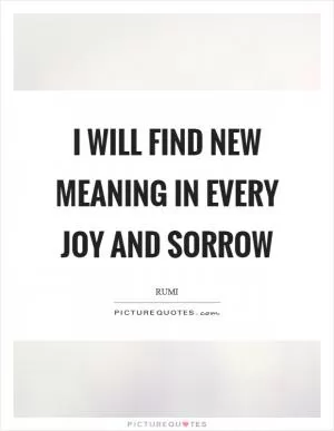 I will find new meaning in every joy and sorrow Picture Quote #1
