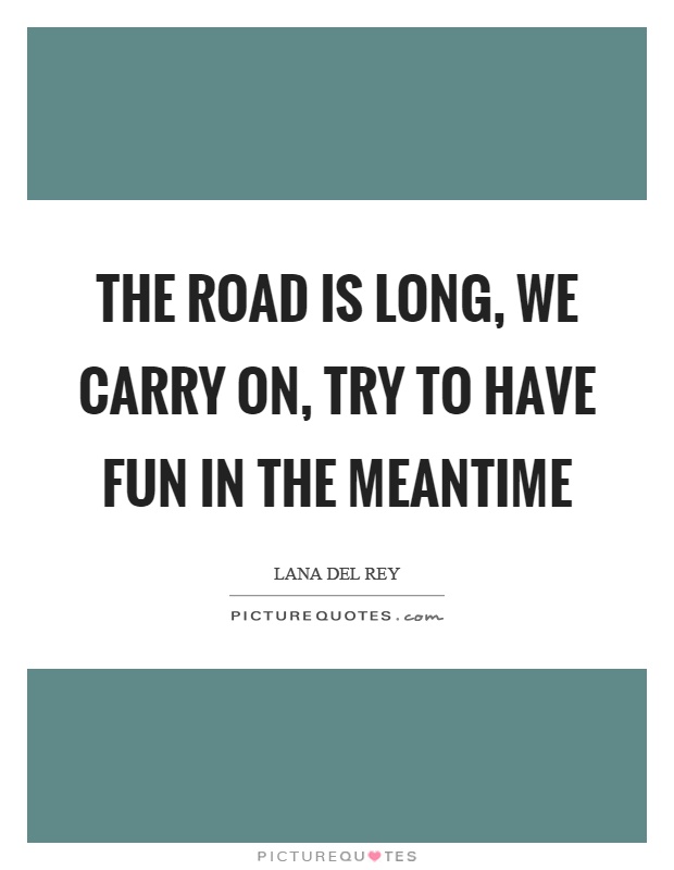 The road is long, we carry on, try to have fun in the meantime Picture Quote #1