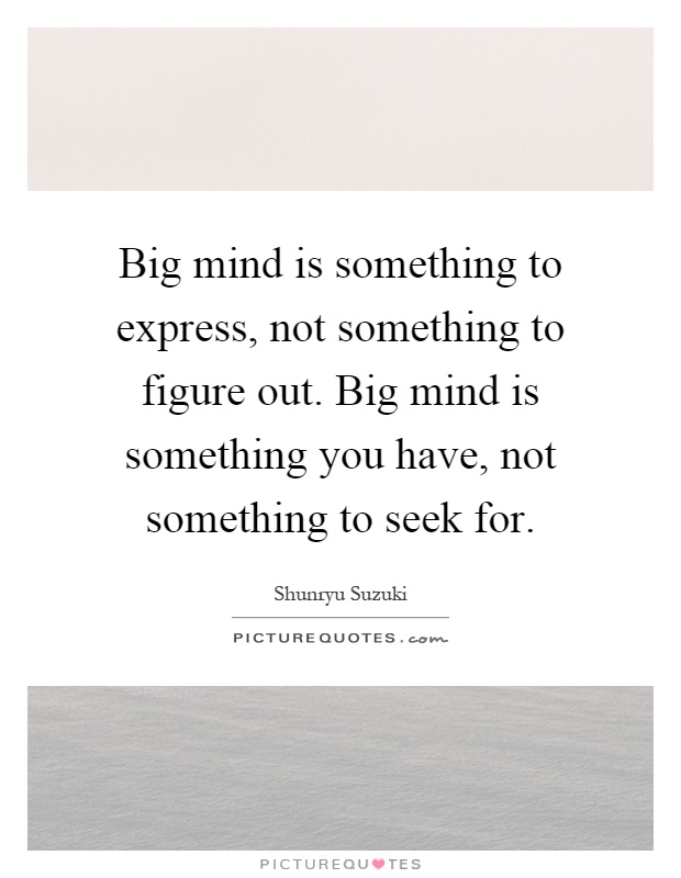 Big mind is something to express, not something to figure out. Big mind is something you have, not something to seek for Picture Quote #1