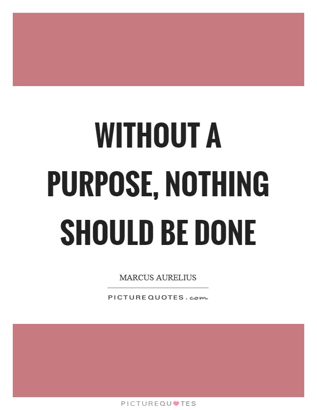 Without a purpose, nothing should be done Picture Quote #1