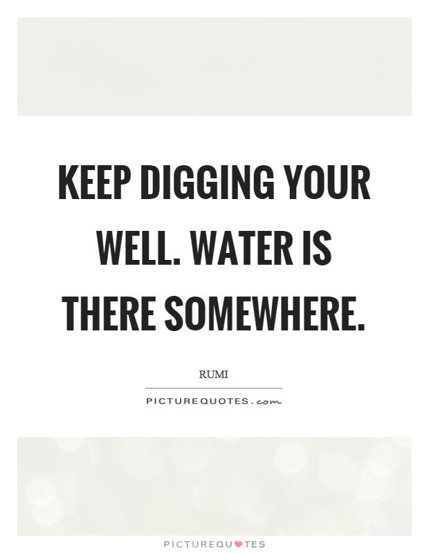 Keep digging your well. Water is there somewhere Picture Quote #1