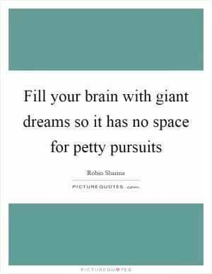 Fill your brain with giant dreams so it has no space for petty pursuits Picture Quote #1