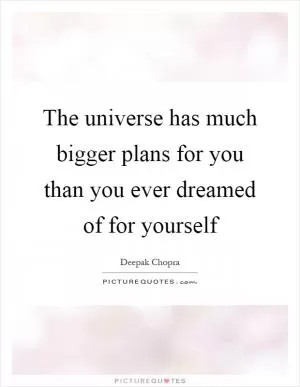 The universe has much bigger plans for you than you ever dreamed of for yourself Picture Quote #1