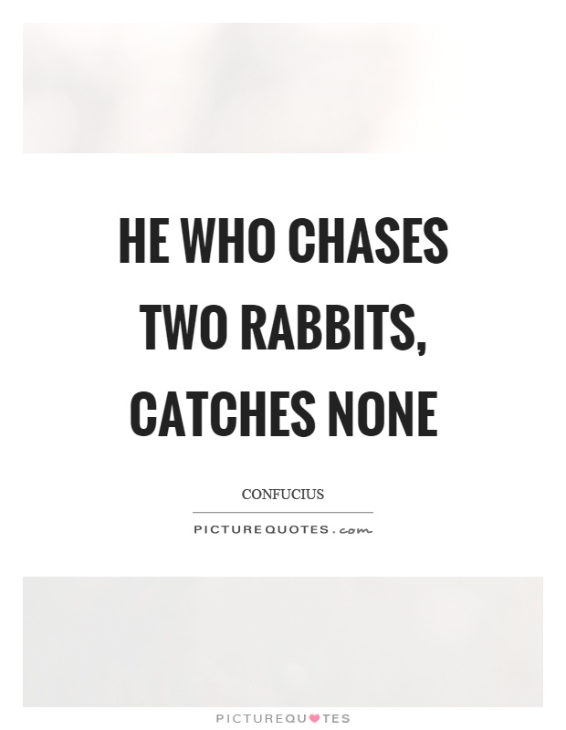 He who chases two rabbits, catches none Picture Quote #1
