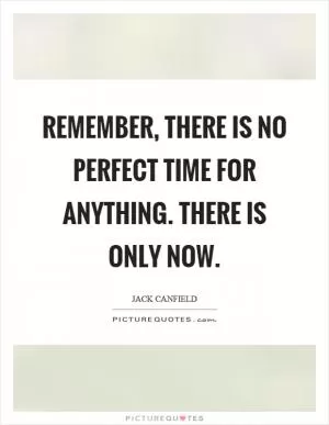 Remember, there is no perfect time for anything. There is only now Picture Quote #1