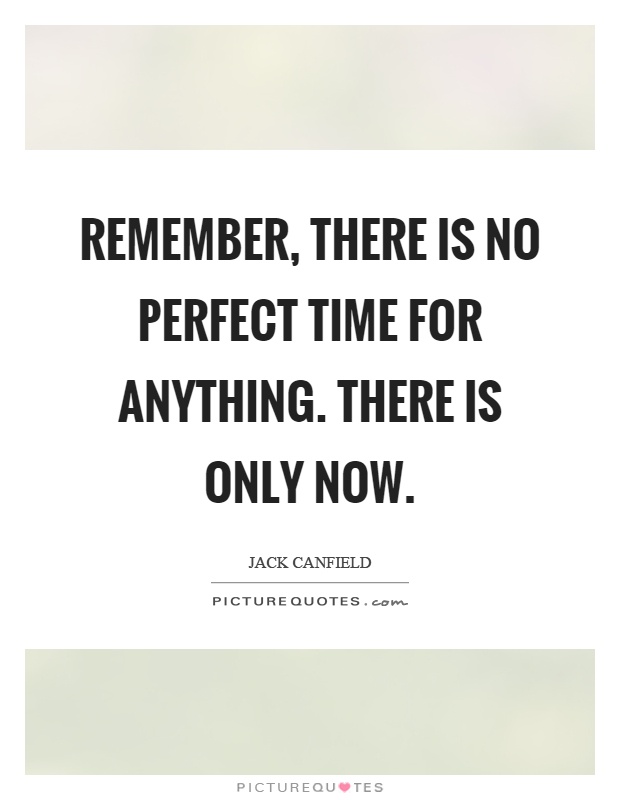 Remember, there is no perfect time for anything. There is only now Picture Quote #1