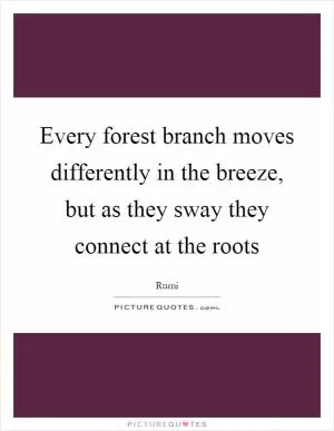 Every forest branch moves differently in the breeze, but as they sway they connect at the roots Picture Quote #1
