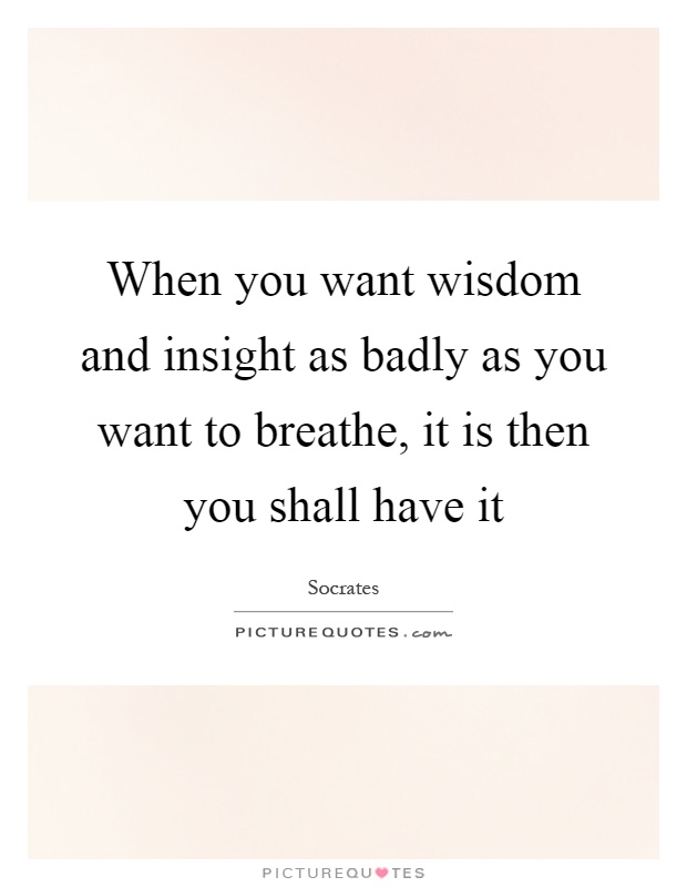 When you want wisdom and insight as badly as you want to breathe, it is then you shall have it Picture Quote #1