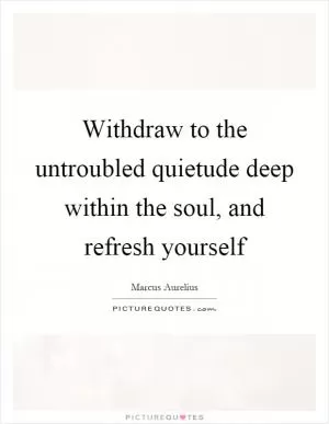 Withdraw to the untroubled quietude deep within the soul, and refresh yourself Picture Quote #1
