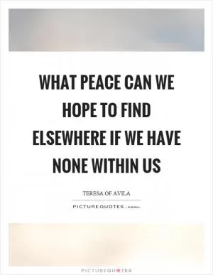 What peace can we hope to find elsewhere if we have none within us Picture Quote #1
