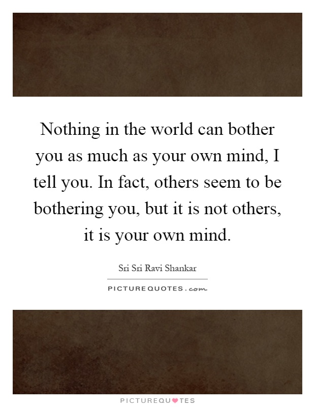 Nothing in the world can bother you as much as your own mind, I tell you. In fact, others seem to be bothering you, but it is not others, it is your own mind Picture Quote #1