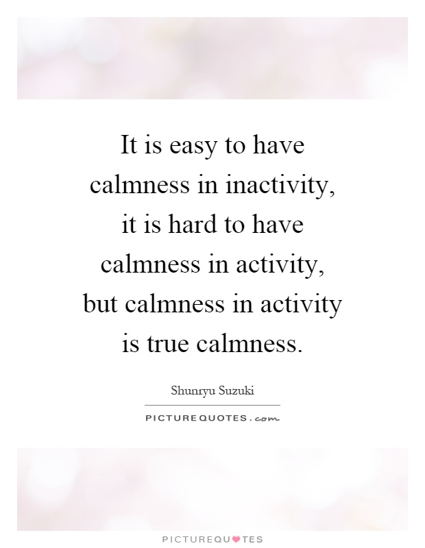 It is easy to have calmness in inactivity, it is hard to have calmness in activity, but calmness in activity is true calmness Picture Quote #1