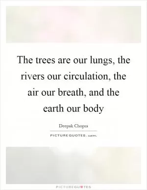 The trees are our lungs, the rivers our circulation, the air our breath, and the earth our body Picture Quote #1