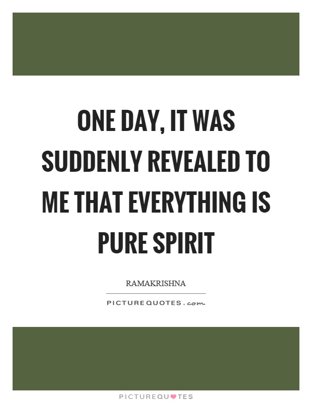 One day, it was suddenly revealed to me that everything is pure spirit Picture Quote #1