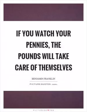 If you watch your pennies, the pounds will take care of themselves Picture Quote #1