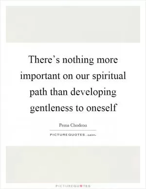 There’s nothing more important on our spiritual path than developing gentleness to oneself Picture Quote #1