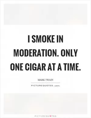 I smoke in moderation. Only one cigar at a time Picture Quote #1
