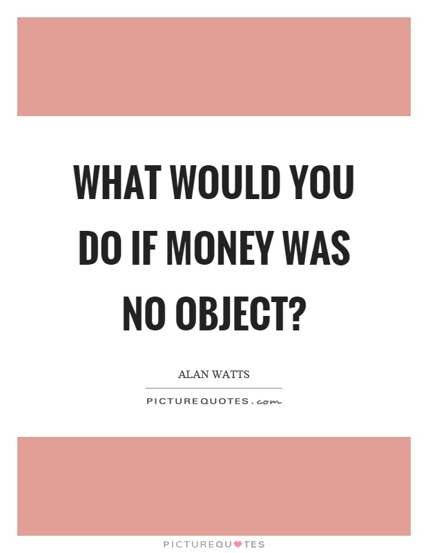 What would you do if money was no object? Picture Quote #1