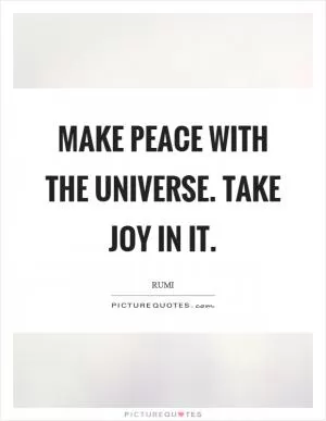 Make peace with the universe. Take joy in it Picture Quote #1