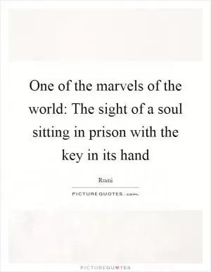 One of the marvels of the world: The sight of a soul sitting in prison with the key in its hand Picture Quote #1