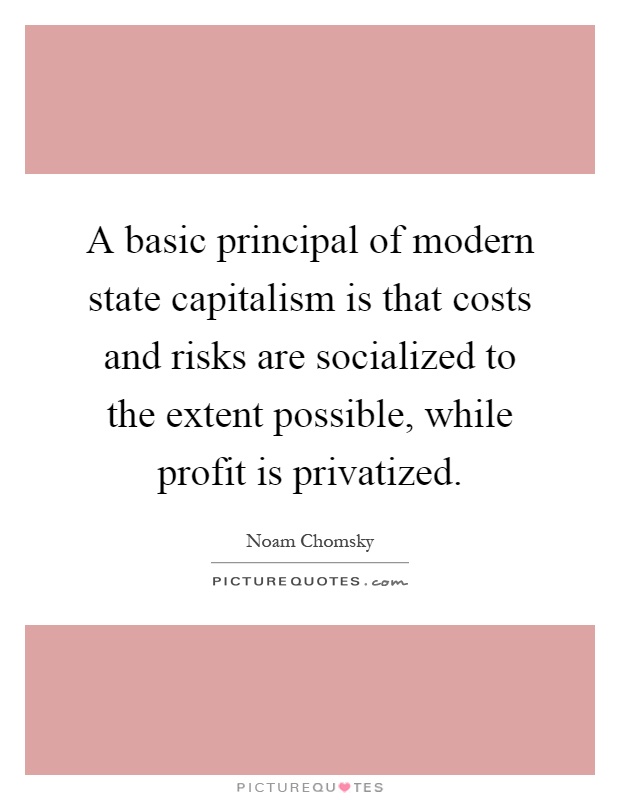 A basic principal of modern state capitalism is that costs and risks are socialized to the extent possible, while profit is privatized Picture Quote #1
