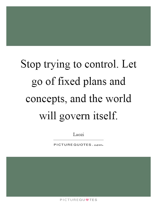 Stop trying to control. Let go of fixed plans and concepts, and the world will govern itself Picture Quote #1