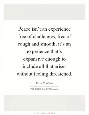 Peace isn’t an experience free of challenges, free of rough and smooth, it’s an experience that’s expansive enough to include all that arises without feeling threatened Picture Quote #1