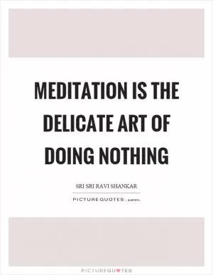 Meditation is the delicate art of doing nothing Picture Quote #1