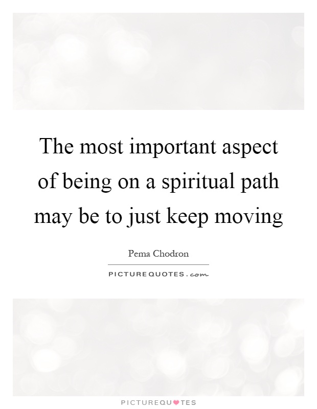 The most important aspect of being on a spiritual path may be to just keep moving Picture Quote #1