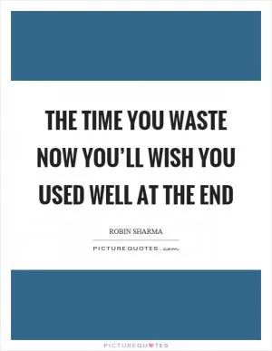 The time you waste now you’ll wish you used well at the end Picture Quote #1