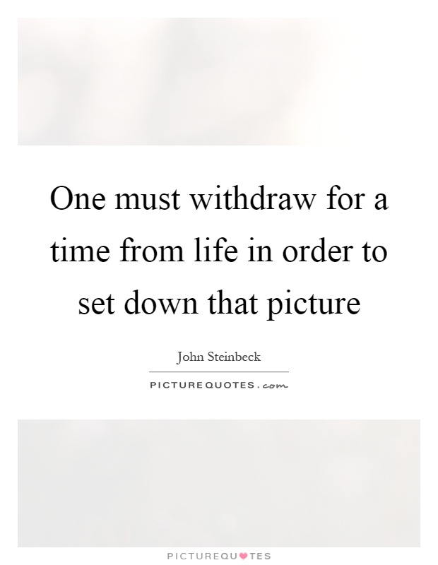 One must withdraw for a time from life in order to set down that picture Picture Quote #1