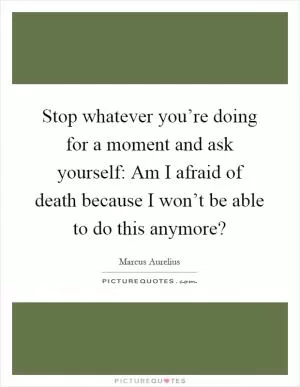 Stop whatever you’re doing for a moment and ask yourself: Am I afraid of death because I won’t be able to do this anymore? Picture Quote #1