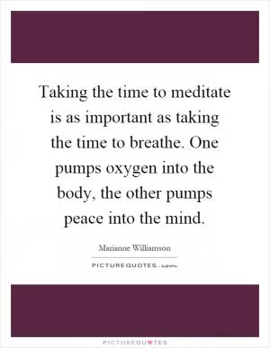Taking the time to meditate is as important as taking the time to breathe. One pumps oxygen into the body, the other pumps peace into the mind Picture Quote #1
