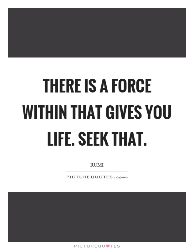 There is a force within that gives you life. Seek that Picture Quote #1