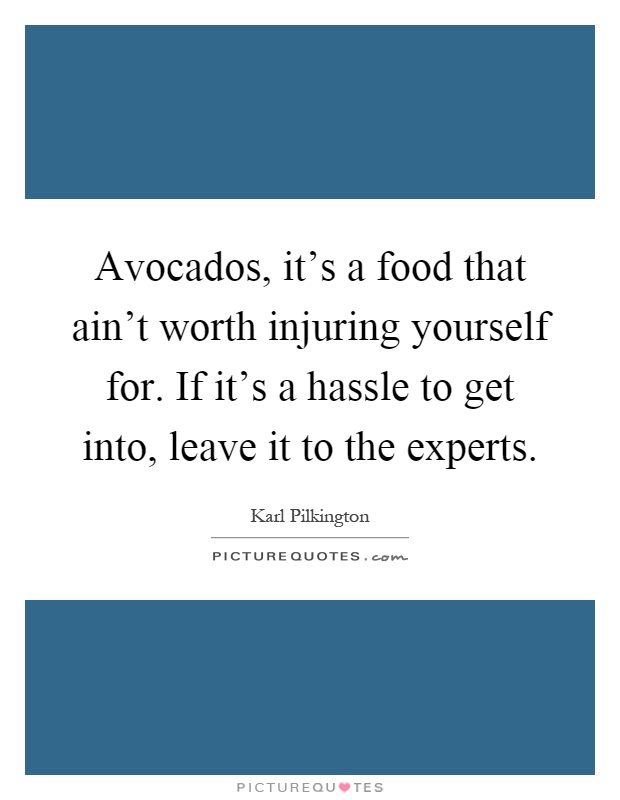 Avocados, it's a food that ain't worth injuring yourself for. If it's a hassle to get into, leave it to the experts Picture Quote #1