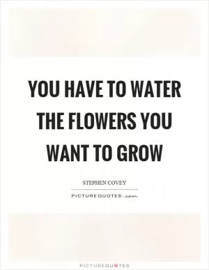 You have to water the flowers you want to grow Picture Quote #1