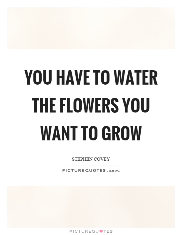 You have to water the flowers you want to grow Picture Quote #1