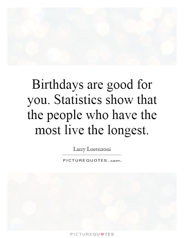 Birthdays are good for you. Statistics show that the people who have the most live the longest Picture Quote #1