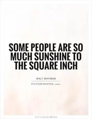 Some people are so much sunshine to the square inch Picture Quote #1